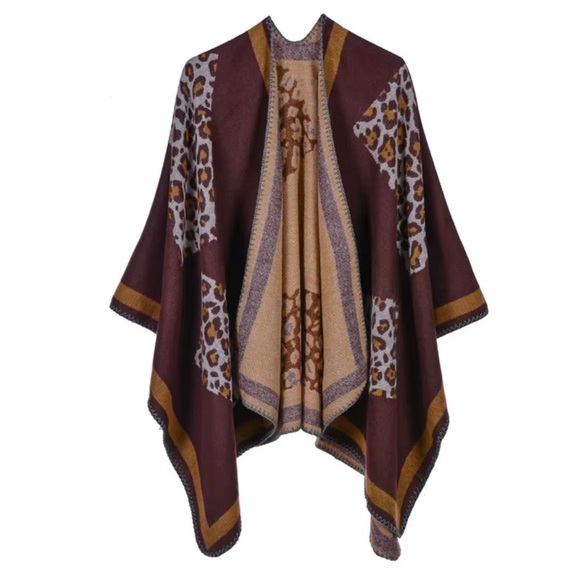 Kollie Moore Blanket Wrap/Kaftan leopard color block - Picture 1 of 3